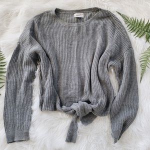 Like new gray tie front crop sweater